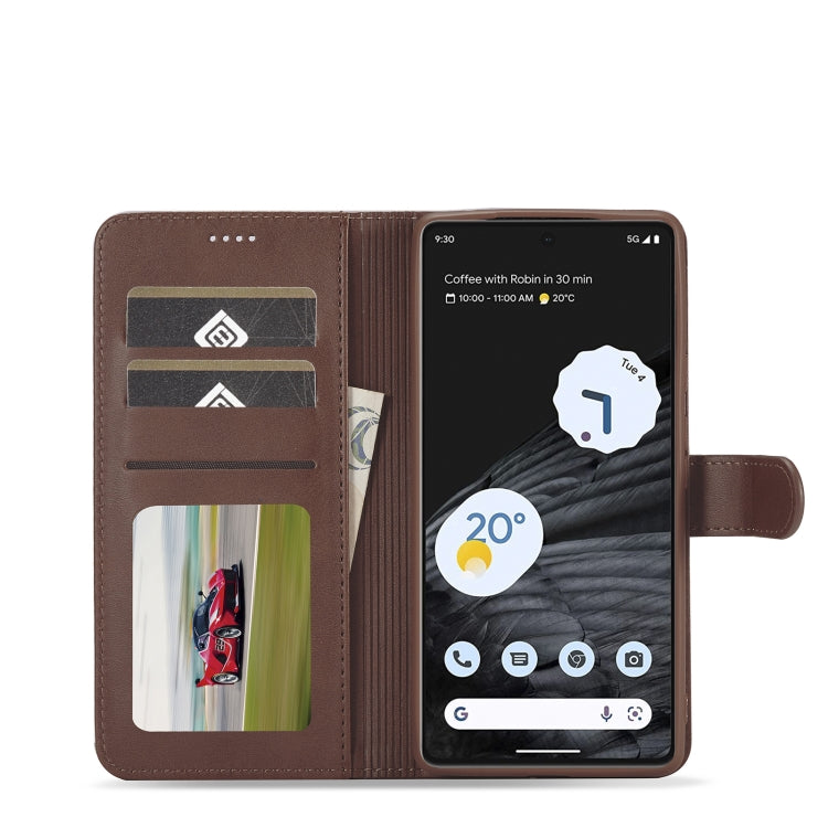 For Google Pixel 7 LC.IMEEKE Calf Texture Horizontal Flip Leather Case(Brown) - Google Cases by LC.IMEEKE | Online Shopping UK | buy2fix