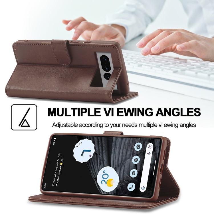 For Google Pixel 7 LC.IMEEKE Calf Texture Horizontal Flip Leather Case(Brown) - Google Cases by LC.IMEEKE | Online Shopping UK | buy2fix