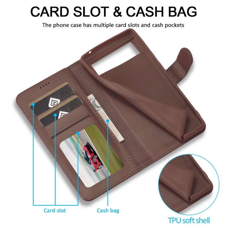 For Google Pixel 7 LC.IMEEKE Calf Texture Horizontal Flip Leather Case(Brown) - Google Cases by LC.IMEEKE | Online Shopping UK | buy2fix