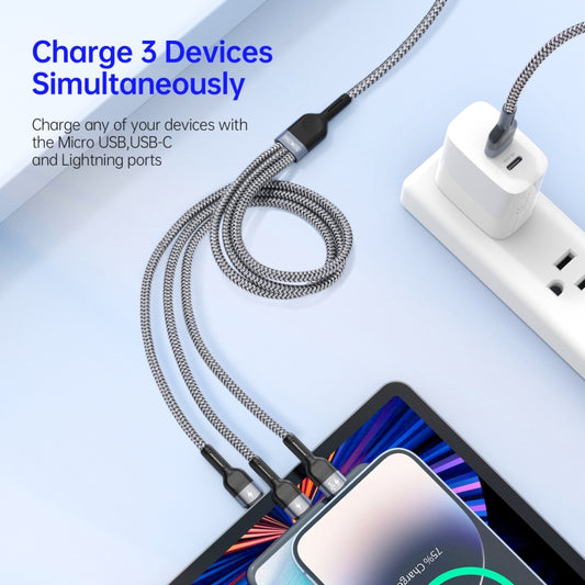 DUZZONA A3 3 in 1 USB to Type-C / 8 Pin / Micro USB Fast Charging Cable,Cable Length: 1.3m by DUZZONA