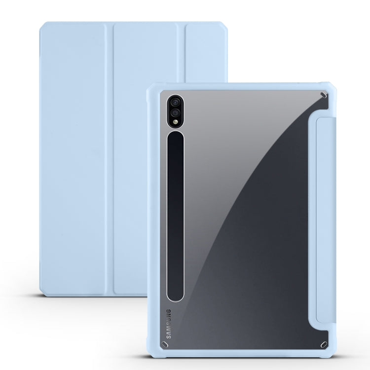 For Samsung Galaxy Tab S7 Acrylic 3-folding Smart Leather Tablet Case(Ice Blue) - Galaxy Tab S7 by buy2fix | Online Shopping UK | buy2fix