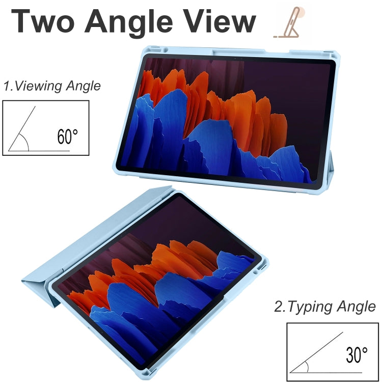 For Samsung Galaxy Tab S7 Acrylic 3-folding Smart Leather Tablet Case(Ice Blue) - Galaxy Tab S7 by buy2fix | Online Shopping UK | buy2fix