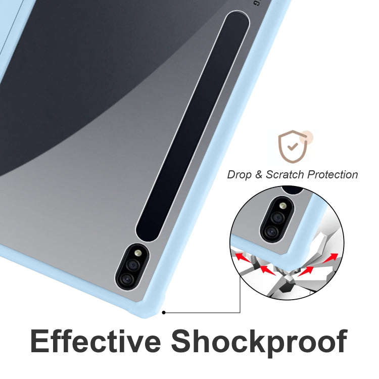 For Samsung Galaxy Tab S7 Acrylic 3-folding Smart Leather Tablet Case(Ice Blue) - Galaxy Tab S7 by buy2fix | Online Shopping UK | buy2fix