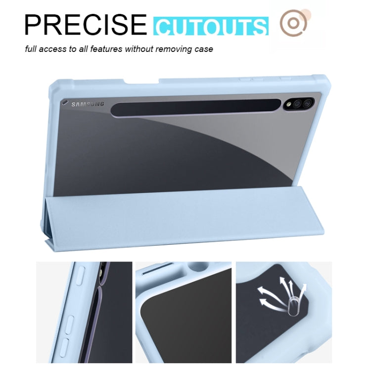 For Samsung Galaxy Tab S7 Acrylic 3-folding Smart Leather Tablet Case(Ice Blue) - Galaxy Tab S7 by buy2fix | Online Shopping UK | buy2fix