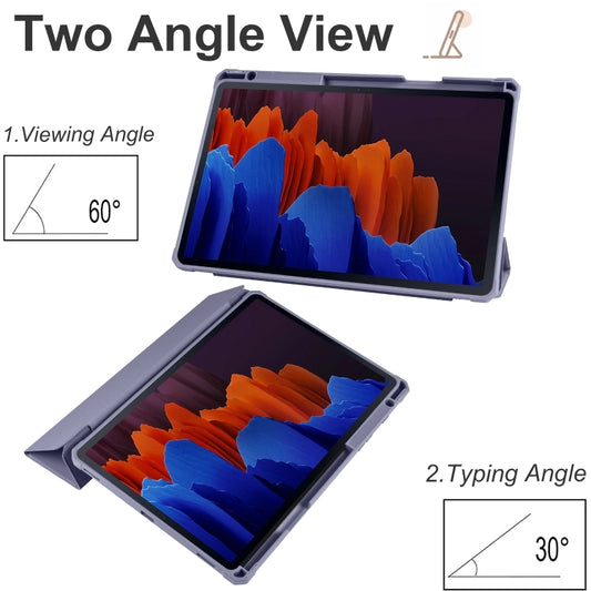 For Samsung Galaxy Tab S7 Acrylic 3-folding Smart Leather Tablet Case(Purple) by buy2fix