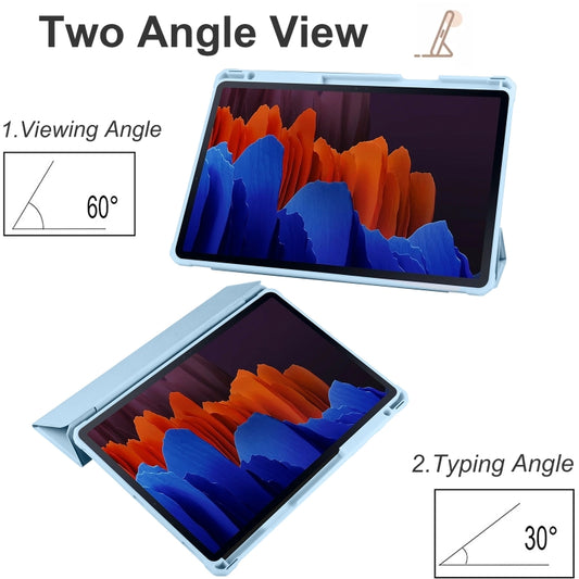 For Samsung Galaxy Tab S7+ Acrylic 3-folding Smart Leather Tablet Case(Ice Blue) by buy2fix