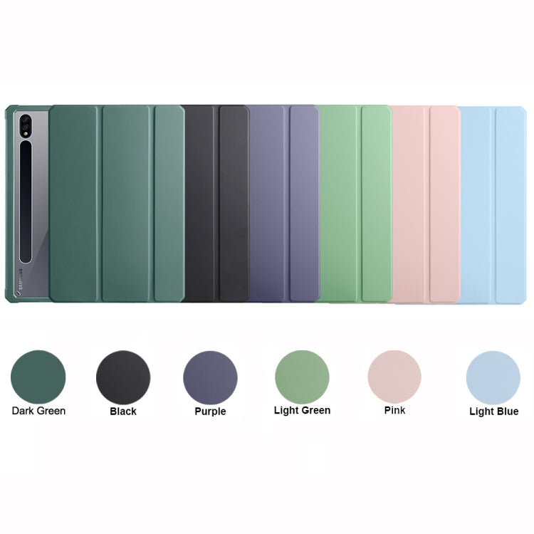 For Samsung Galaxy Tab S7+ Acrylic 3-folding Smart Leather Tablet Case(Green) by buy2fix