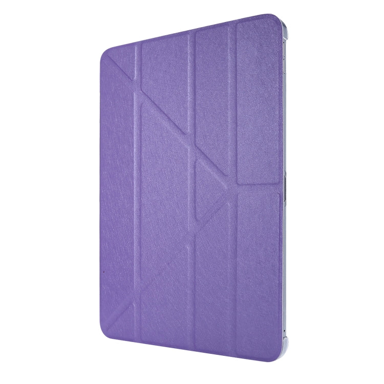 For iPad Air 13 2024 / 2025 / Pro 12.9 2020 Silk Texture Horizontal Deformation Flip Leather Tablet Case with Three-folding Holder(Purple) - iPad Pro 12.9 (2020) Cases by buy2fix | Online Shopping UK | buy2fix