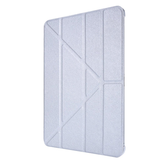 For iPad Air 13 2024 / 2025 / Pro 12.9 2020 Silk Texture Horizontal Deformation Flip Leather Tablet Case with Three-folding Holder(Silver) by buy2fix
