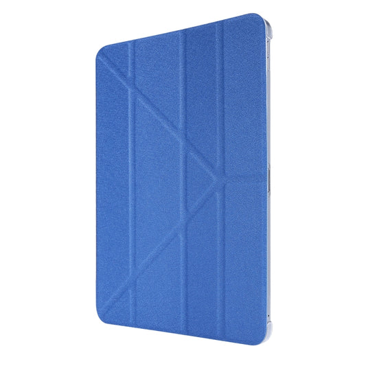 For iPad Air 13 2024 / 2025 / Pro 12.9 2020 Silk Texture Horizontal Deformation Flip Leather Tablet Case with Three-folding Holder(Blue) by buy2fix