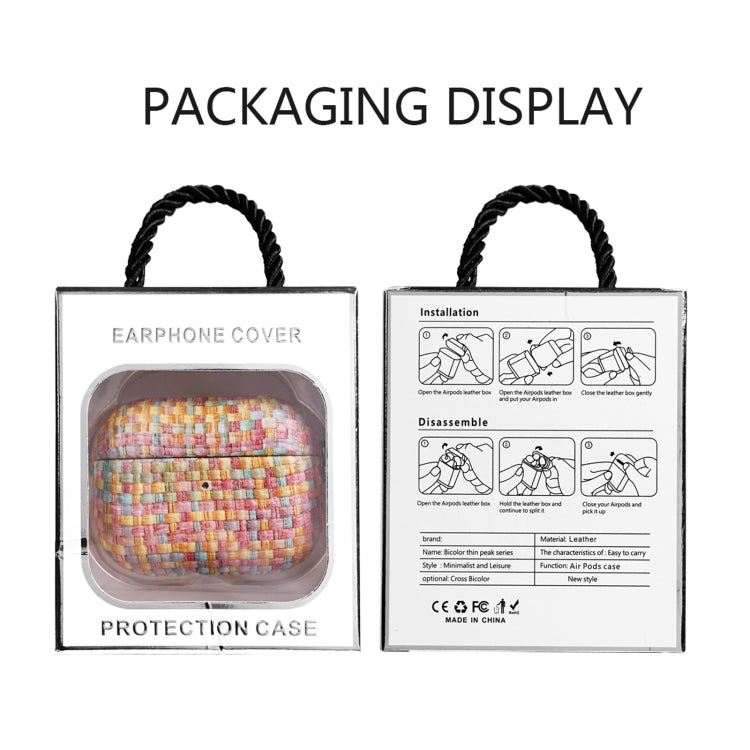 For AirPods Pro Weave Texture PU Shockproof Earphone Protective Case with Hook(Grey Green) by buy2fix