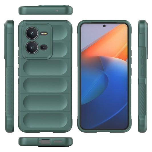 For vivo V25 5G Global Magic Shield TPU + Flannel Phone Case(Dark Green) by buy2fix