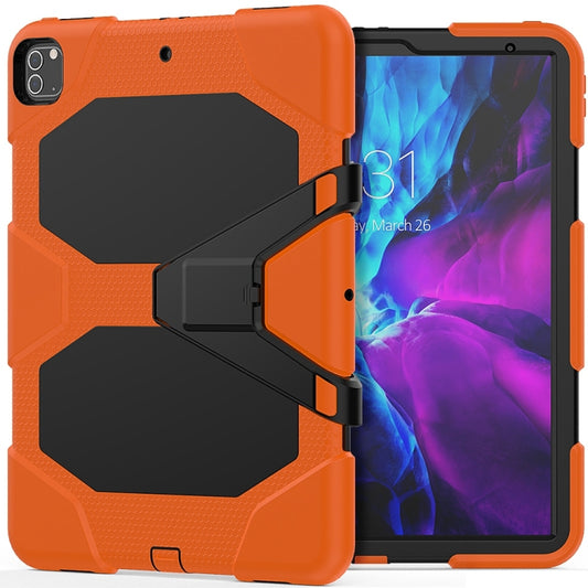 For iPad Pro 12.9 inch (2020) Shockproof Colorful Silicon + PC Protective Tablet Case with Holder & Shoulder Strap & Hand Strap t(Orange) - iPad Pro 12.9 (2020) Cases by buy2fix | Online Shopping UK | buy2fix