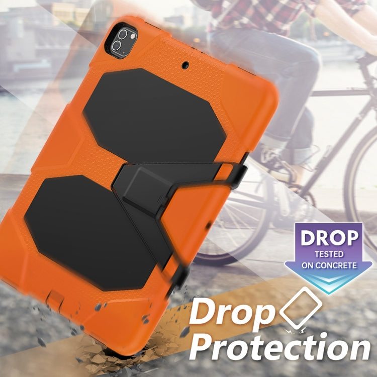 For iPad Pro 12.9 inch (2020) Shockproof Colorful Silicon + PC Protective Tablet Case with Holder & Shoulder Strap & Hand Strap t(Orange) - iPad Pro 12.9 (2020) Cases by buy2fix | Online Shopping UK | buy2fix