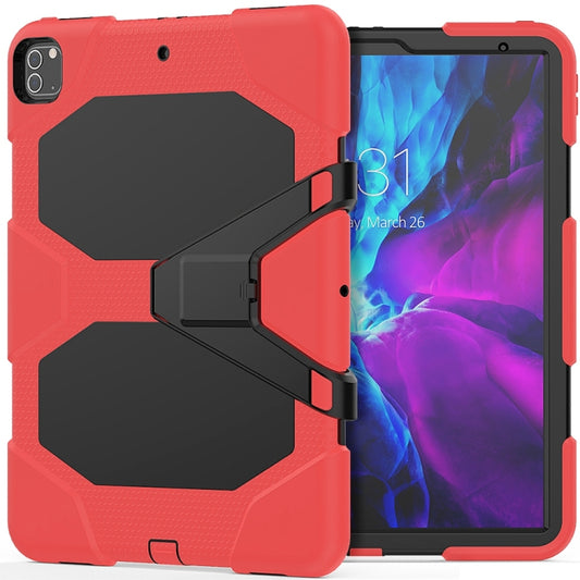 For iPad Pro 12.9 inch (2020) Shockproof Colorful Silicon + PC Protective Tablet Case with Holder & Shoulder Strap & Hand Strap (Red) - iPad Pro 12.9 (2020) Cases by buy2fix | Online Shopping UK | buy2fix