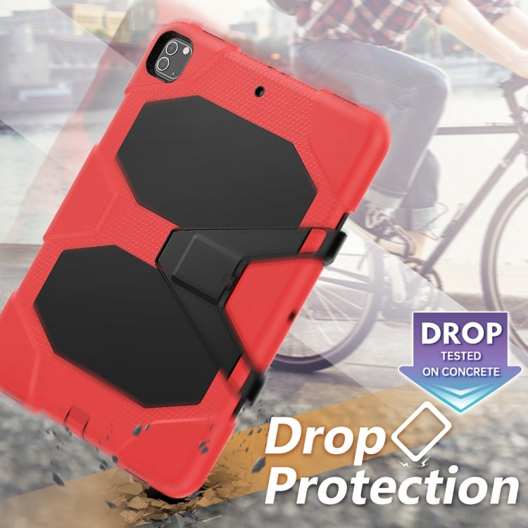 For iPad Pro 12.9 inch (2020) Shockproof Colorful Silicon + PC Protective Tablet Case with Holder & Shoulder Strap & Hand Strap (Red) - iPad Pro 12.9 (2020) Cases by buy2fix | Online Shopping UK | buy2fix