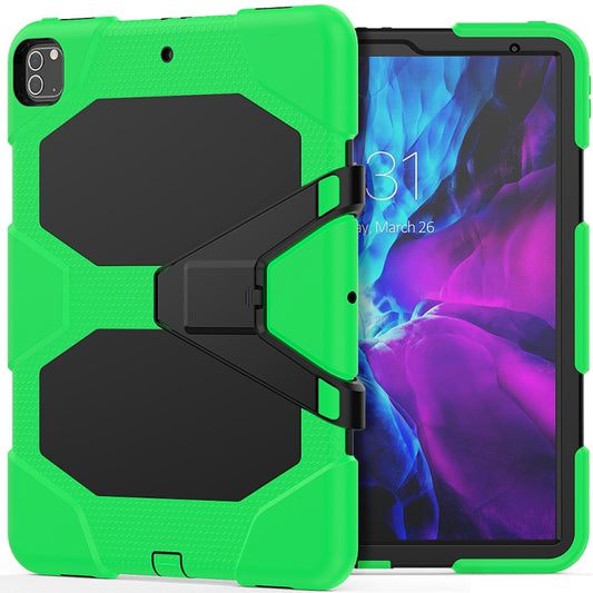 For iPad Pro 12.9 inch (2020) Shockproof Colorful Silicon + PC Protective Tablet Case with Holder & Shoulder Strap & Hand Strap (Green) - iPad Pro 12.9 (2020) Cases by buy2fix | Online Shopping UK | buy2fix