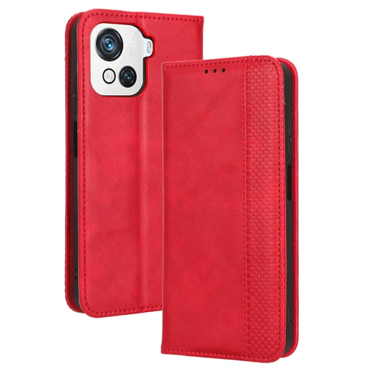 For Blackview OSCAL C80 Magnetic Buckle Retro Texture Leather Phone Case(Red) by buy2fix