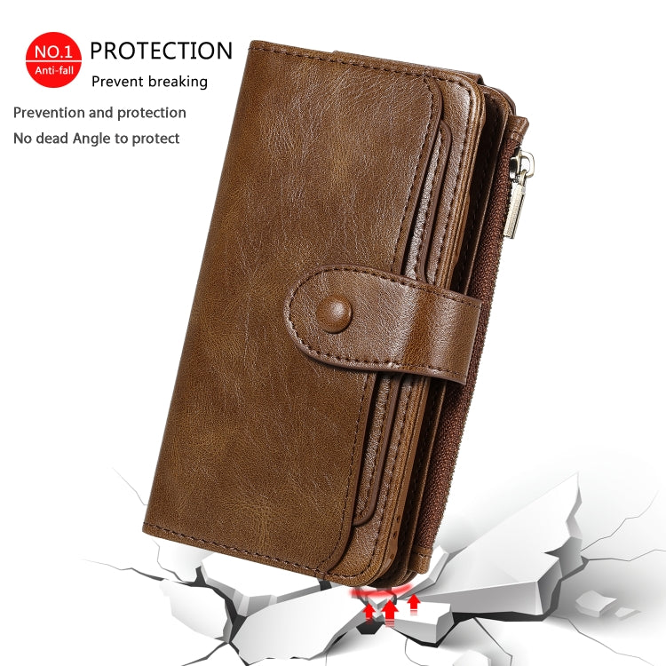 For iPhone X / XS Multifunctional Retro Detachable Magnetic Horizontal Flip Leather Case with Card Slots & Holder & Wallet & Photo Frame(Brown) - More iPhone Cases by buy2fix | Online Shopping UK | buy2fix