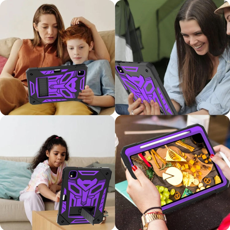 For iPad Pro 11 2018/2020/2021 Bumblebee Silicone+PC Shockproof Tablet Case with Holder(Black Purple) - iPad Pro 11 (2022/2021) Cases by buy2fix | Online Shopping UK | buy2fix