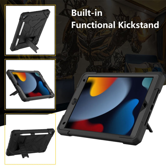 For iPad 10.2 2019/2020/2021 Bumblebee Silicone+PC Shockproof Tablet Case with Holder(Black) - iPad 10.2 Cases by buy2fix | Online Shopping UK | buy2fix