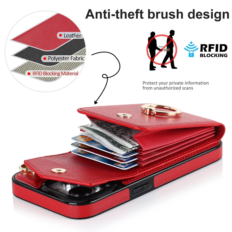 For iPhone 13 Pro Max Anti-theft RFID Card Slot Phone Case(Red) - iPhone 13 Pro Max Cases by buy2fix | Online Shopping UK | buy2fix