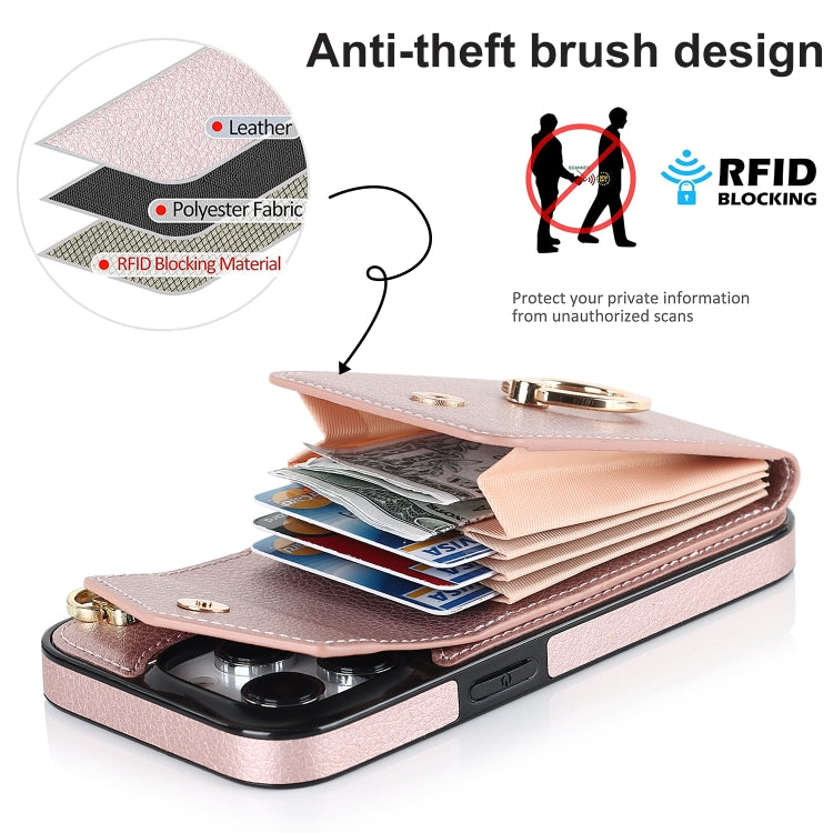 For iPhone 13 Pro Max Anti-theft RFID Card Slot Phone Case(Rose Gold) - iPhone 13 Pro Max Cases by buy2fix | Online Shopping UK | buy2fix