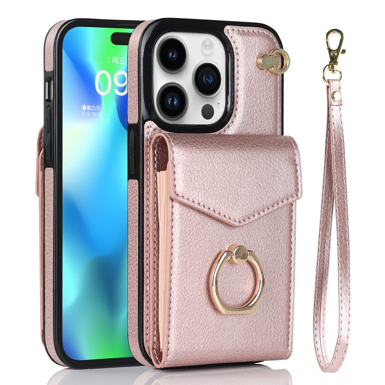 For iPhone 13 mini Anti-theft RFID Card Slot Phone Case(Rose Gold) - iPhone 13 mini Cases by buy2fix | Online Shopping UK | buy2fix