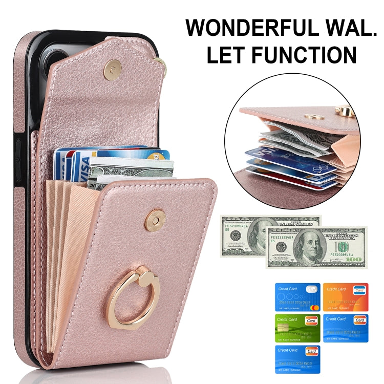 For iPhone 13 mini Anti-theft RFID Card Slot Phone Case(Rose Gold) - iPhone 13 mini Cases by buy2fix | Online Shopping UK | buy2fix