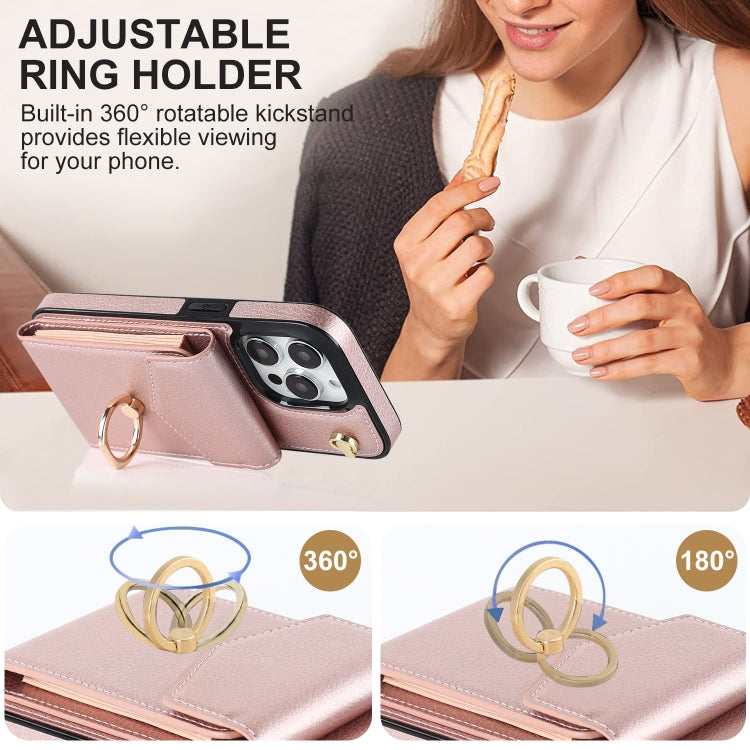 For iPhone 13 mini Anti-theft RFID Card Slot Phone Case(Rose Gold) - iPhone 13 mini Cases by buy2fix | Online Shopping UK | buy2fix