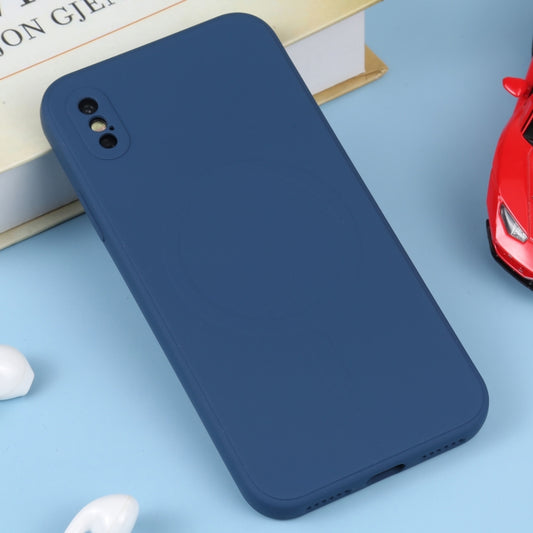 For iPhone X / XS Liquid Silicone Full Coverage Shockproof Magsafe Phone Case(Dark Blue) by buy2fix