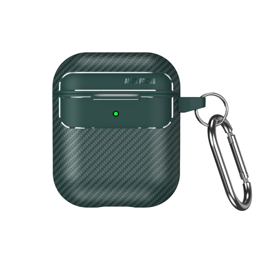 For AirPods 1 / 2 Carbon Fiber Texture Anti-fall Earphone Protective Case(Green) by buy2fix
