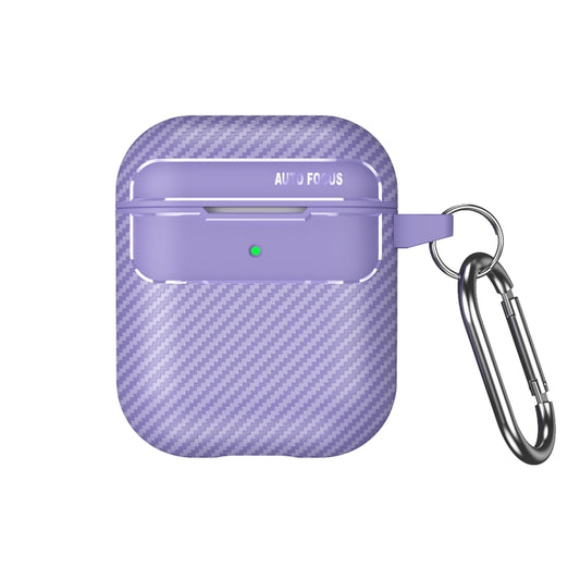 For AirPods 1 / 2 Carbon Fiber Texture Anti-fall Earphone Protective Case(Purple) by buy2fix