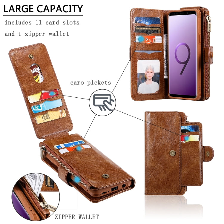 For Galaxy S9 Multifunctional Retro Detachable Magnetic Horizontal Flip Leather Case with Card Slots & Holder & Wallet & Photo Frame(Brown) - Galaxy Phone Cases by buy2fix | Online Shopping UK | buy2fix