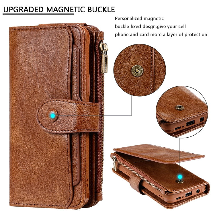 For Galaxy S9 Multifunctional Retro Detachable Magnetic Horizontal Flip Leather Case with Card Slots & Holder & Wallet & Photo Frame(Brown) - Galaxy Phone Cases by buy2fix | Online Shopping UK | buy2fix