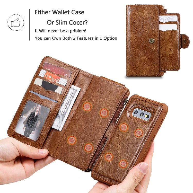 For Galaxy S10e Multifunctional Retro Detachable Magnetic Horizontal Flip Leather Case with Card Slots & Holder & Wallet & Photo Frame(Brown) - Galaxy Phone Cases by buy2fix | Online Shopping UK | buy2fix