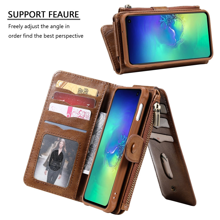For Galaxy S10e Multifunctional Retro Detachable Magnetic Horizontal Flip Leather Case with Card Slots & Holder & Wallet & Photo Frame(Brown) - Galaxy Phone Cases by buy2fix | Online Shopping UK | buy2fix