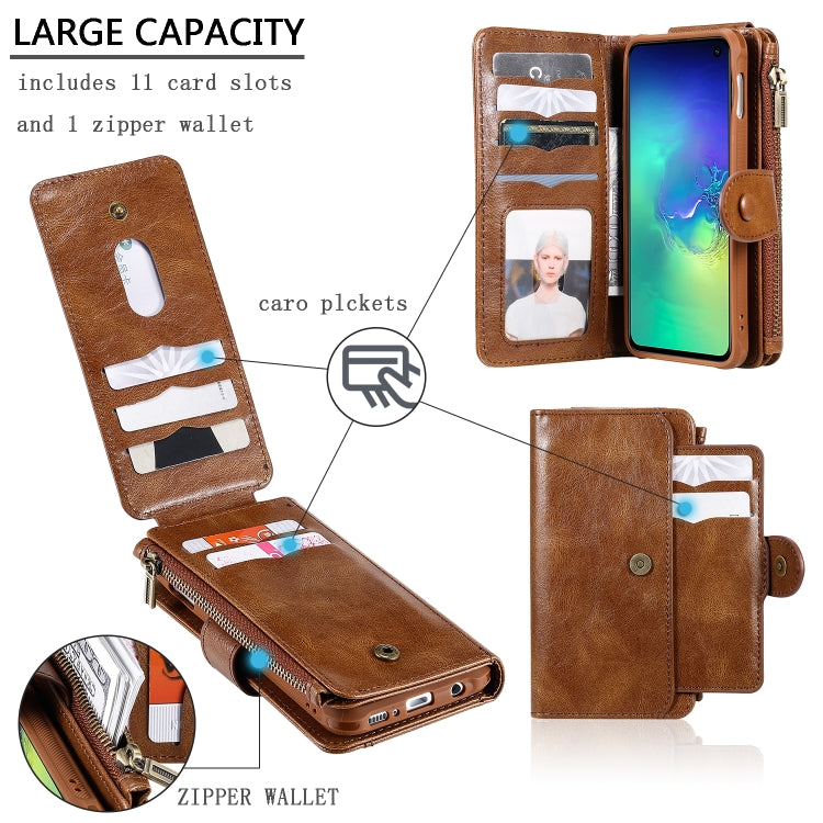 For Galaxy S10e Multifunctional Retro Detachable Magnetic Horizontal Flip Leather Case with Card Slots & Holder & Wallet & Photo Frame(Brown) - Galaxy Phone Cases by buy2fix | Online Shopping UK | buy2fix