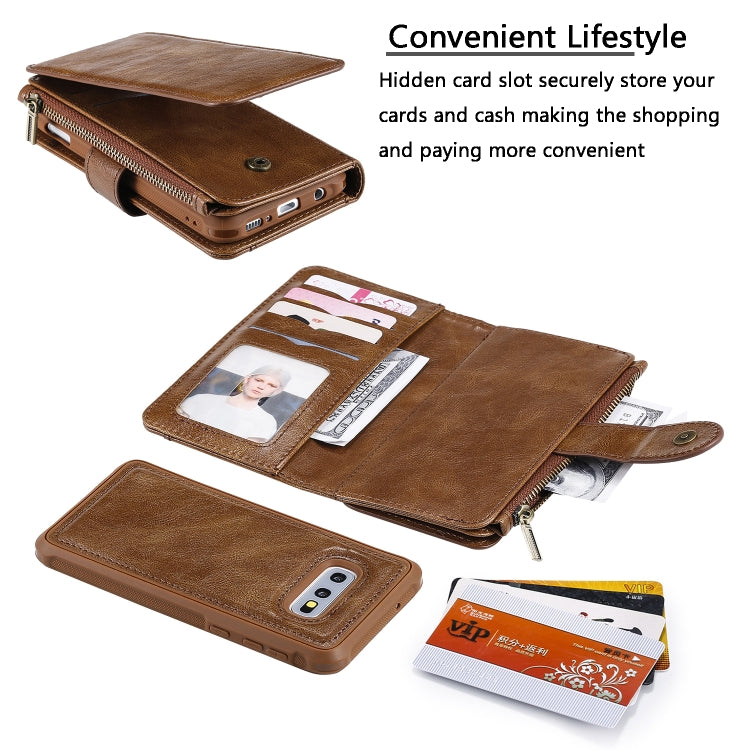 For Galaxy S10e Multifunctional Retro Detachable Magnetic Horizontal Flip Leather Case with Card Slots & Holder & Wallet & Photo Frame(Brown) - Galaxy Phone Cases by buy2fix | Online Shopping UK | buy2fix