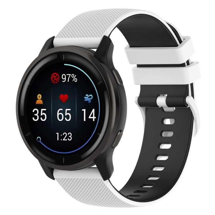 For Suunto 5 Peak Small Plaid Texture Two-color Silicone Watch Band(White Black) - by buy2fix | Online Shopping UK | buy2fix