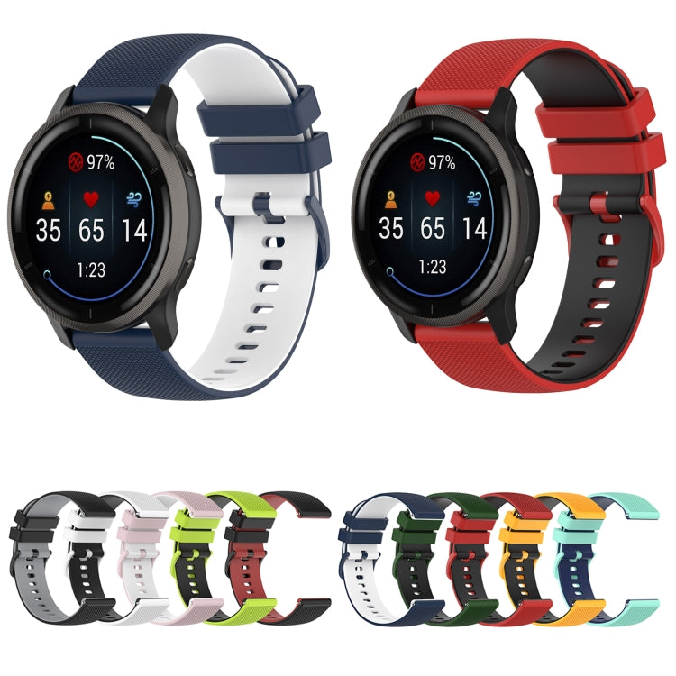 For Suunto 5 Peak Small Plaid Texture Two-color Silicone Watch Band(White Black) - by buy2fix | Online Shopping UK | buy2fix