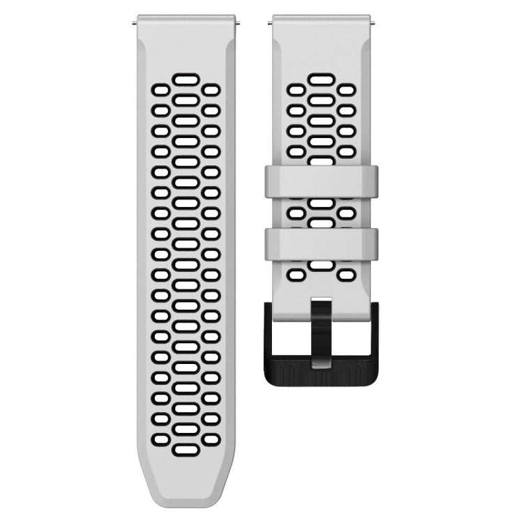 For Suunto 7 Three Rows Holes Silicone Watch Band(White Black) - by buy2fix | Online Shopping UK | buy2fix