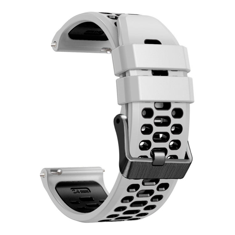For Suunto 7 Three Rows Holes Silicone Watch Band(White Black) - by buy2fix | Online Shopping UK | buy2fix