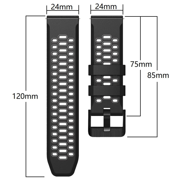 For Suunto 7 Three Rows Holes Silicone Watch Band(White Black) - by buy2fix | Online Shopping UK | buy2fix