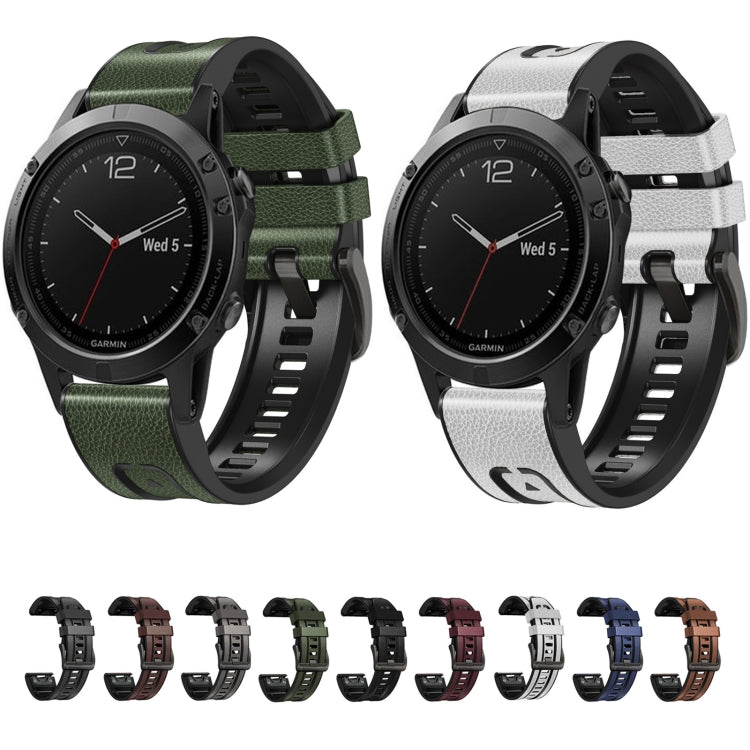 For Garmin Fenix 7 Quick Release Silicone Leather Watch Band(White) - Watch Bands by buy2fix | Online Shopping UK | buy2fix