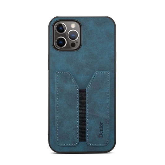 For iPhone 12 Pro Max Denior DV Elastic Card PU Back Cover Phone Case(Blue) - iPhone 12 Pro Max Cases by Denior | Online Shopping UK | buy2fix