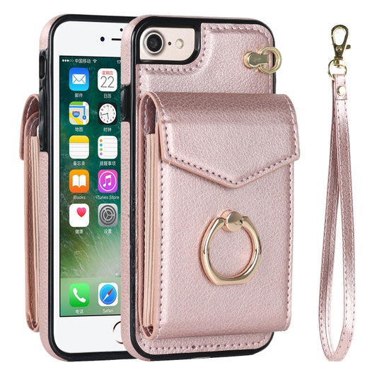 For iPhone SE 2022 / SE 2020 / 8 / 7 Anti-theft RFID Card Slot Phone Case(Rose Gold) - iPhone SE 2022 / 2020 / 8 / 7 Cases by buy2fix | Online Shopping UK | buy2fix