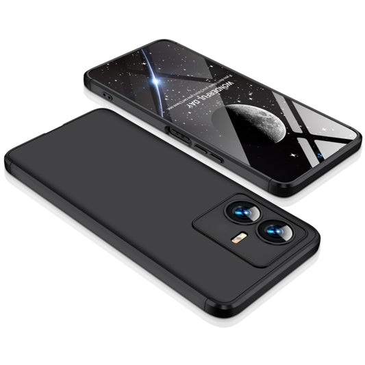 For vivo Y22 / Y22s GKK Three Stage Splicing Full Coverage PC Phone Case(Black) by GKK