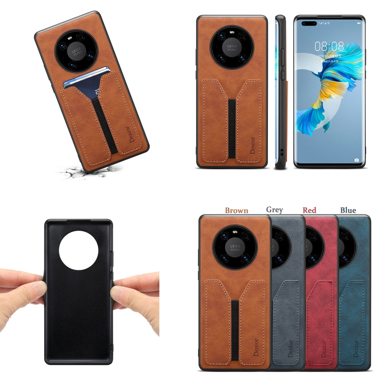 For Huawei Mate 40 Pro Denior DV Elastic Card PU Back Cover Phone Case(Grey) - Huawei Cases by Denior | Online Shopping UK | buy2fix