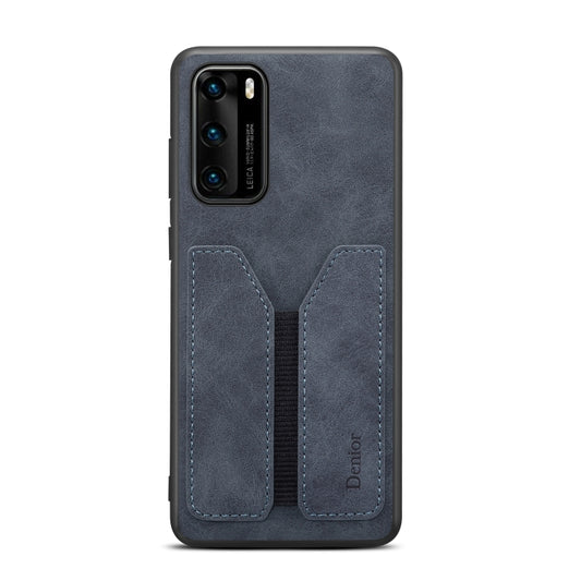 For Huawei P40 Denior DV Elastic Card PU Back Cover Phone Case(Grey) - Huawei Cases by Denior | Online Shopping UK | buy2fix